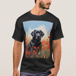 Labrador in papavers t-shirt