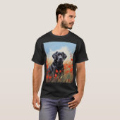 Labrador in papavers t-shirt (Voorkant volledig)