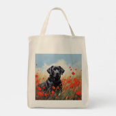 Labrador in papavers tote bag (Achterkant)