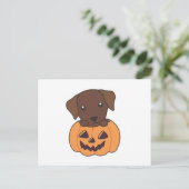 Labrador in Pumpkin Cute Dogs Happy Halloween Briefkaart (Staand voorkant)