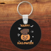Labrador in Pumpkin Cute Dogs Happy Halloween Sleutelhanger (Voorkant)