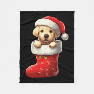 Labrador In Sock Kerstmis Kerstman Hoed Xmas Hond Fleece Deken