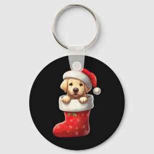 Labrador In Sock Kerstmis Kerstman Hoed Xmas Hond  Sleutelhanger