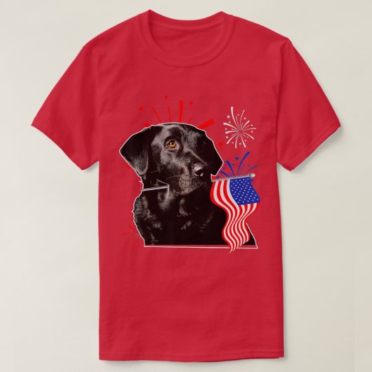 Labrador Juli 4th Black Lab Patriotic American Fla T-shirt (Design voorkant)