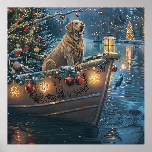 Labrador Kerst Feestelijke Reis Poster (Voorkant)