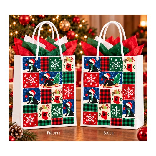 Labrador Kerst Patchwork Quilt Medium Cadeauzakje
