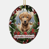 Labrador Kerst, Personaliseer Puppy Vakantie Keramisch Ornament (Rechts)