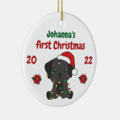 Labrador kerstbaby's, eerste kerstdag keramisch ornament (Rechts)