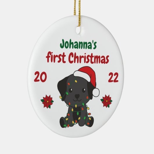 Labrador kerstbaby's, eerste kerstdag keramisch ornament (Rechts)
