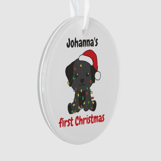 Labrador kerstbaby's, eerste kerstdag ornament (voorkant)
