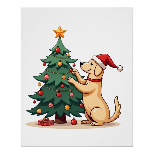 Labrador Kerstboom Helper Perfect Poster (Voorkant)