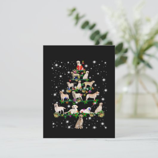 Labrador-kerstboom met vlieglicht bedankkaart (Staand voorkant)