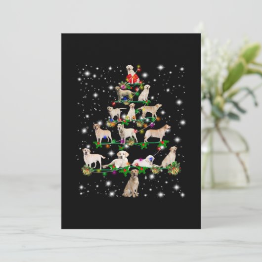 Labrador-kerstboom met vlieglicht bedankkaart (Staand voorkant)