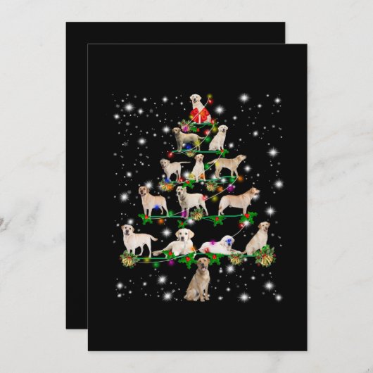 Labrador-kerstboom met vlieglicht bedankkaart (Voorkant / Achterkant)