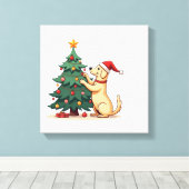 Labrador Kerstboomhulp Canvas Afdruk (Insitu (Houten vloer))