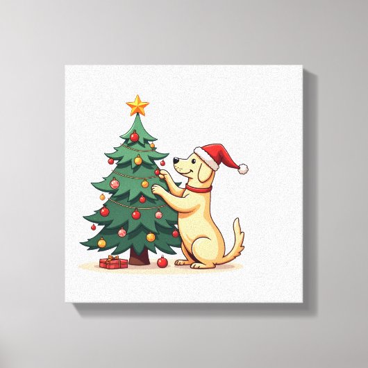 Labrador Kerstboomhulp Canvas Afdruk (Voorkant)