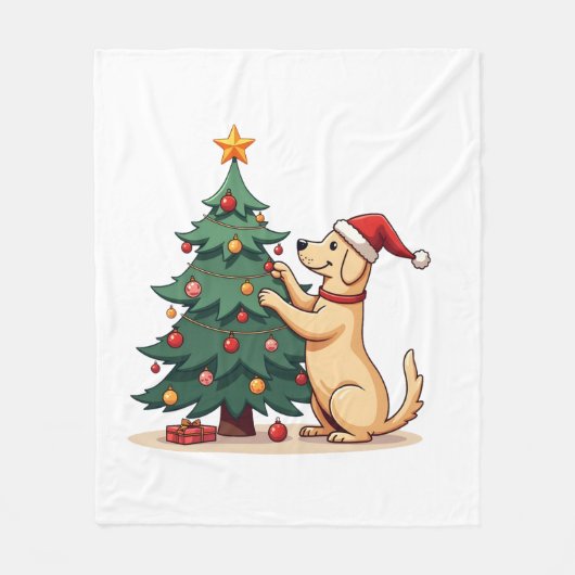 Labrador Kerstboomhulp Fleece Deken (Voorkant)