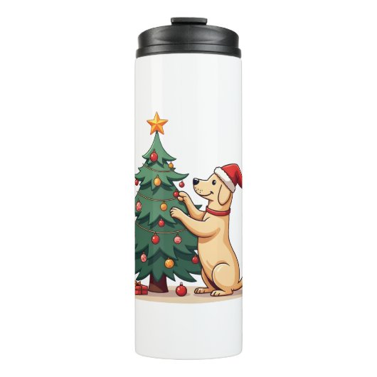 Labrador Kerstboomhulp Thermosbeker (Voorkant)