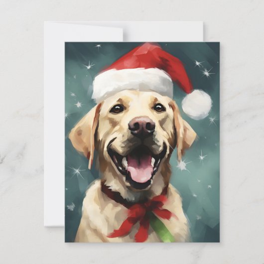 Labrador Kerstborstel schilderen kunstwerk Feestdagenkaart (Voorkant)