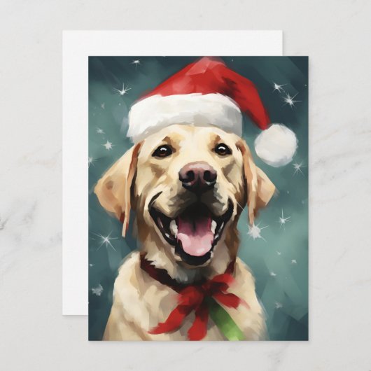 Labrador Kerstborstel schilderen kunstwerk Feestdagenkaart (Voorkant / Achterkant)