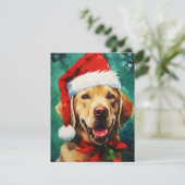 Labrador Kerstborstel schilderen kunstwerk Feestdagenkaart (Staand voorkant)