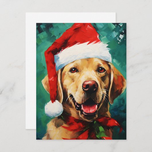 Labrador Kerstborstel schilderen kunstwerk Feestdagenkaart (Voorkant / Achterkant)