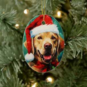 Labrador Kerstborstel schilderen kunstwerk Keramisch Ornament