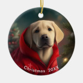 Labrador kerstdatum of voeg Pet Photo Keramisch Ornament (Voorkant)