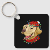 Labrador Kersthond Santa Hoed Mannen Vrouwen Kinde Sleutelhanger (Voorkant)