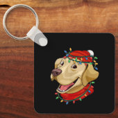 Labrador Kersthond Santa Hoed Mannen Vrouwen Kinde Sleutelhanger (Voorkant)
