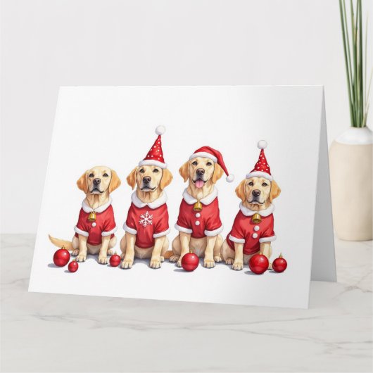 Labrador Kerstjurk Kerstman Hoed Kaart (Voorkant)
