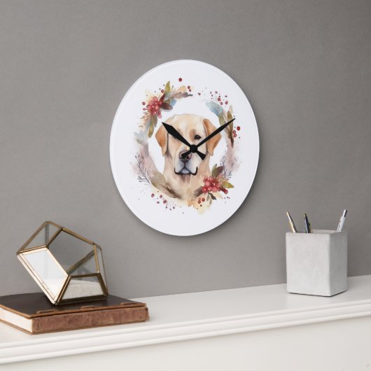 Labrador Kerstkrans Feestelijke Pup Grote Klok (Kantoor)