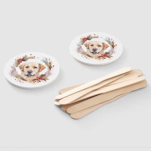 Labrador Kerstkrans Feestelijke Pup Handwaaier (Niet-gemonteerd)