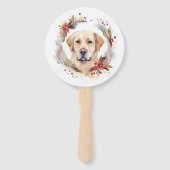Labrador Kerstkrans Feestelijke Pup Handwaaier (Voorkant)