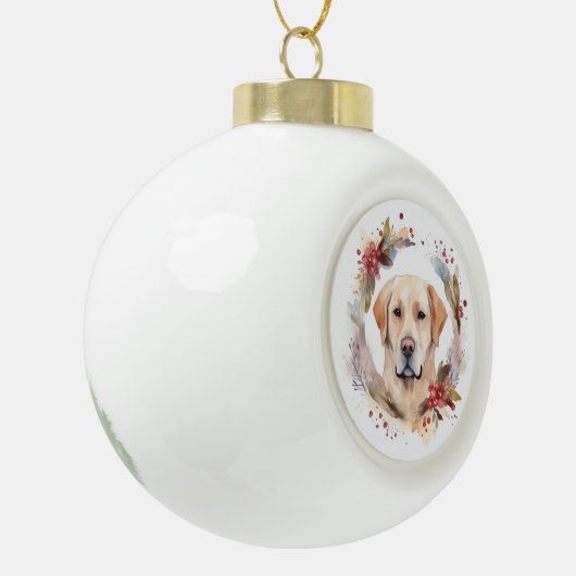 Labrador Kerstkrans Feestelijke Pup Keramische Bal Ornament (Links)