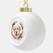 Labrador Kerstkrans Feestelijke Pup Keramische Bal Ornament (Rechts)