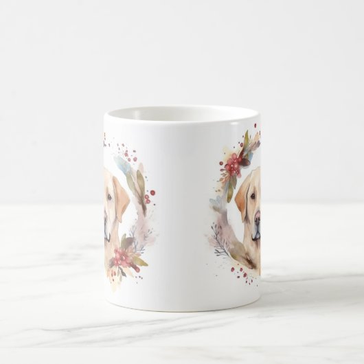 Labrador Kerstkrans Feestelijke Pup Koffiemok (Center)