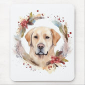 Labrador Kerstkrans Feestelijke Pup Muismat (Voorkant)