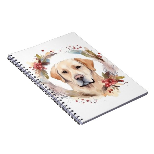 Labrador Kerstkrans Feestelijke Pup Notitieboek (Rechterzijde)