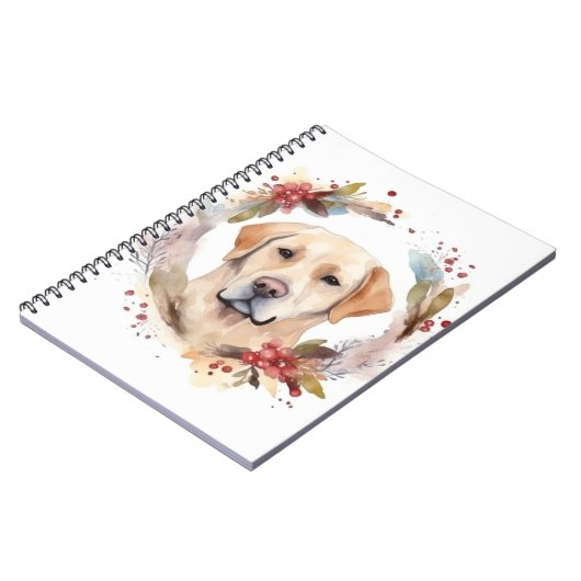 Labrador Kerstkrans Feestelijke Pup Notitieboek (Linkerzijde)