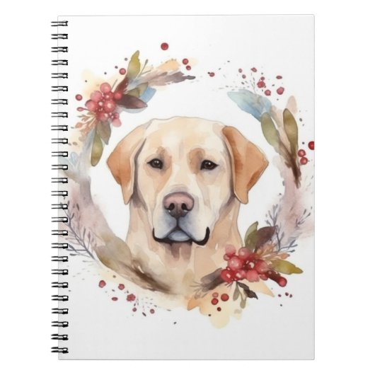 Labrador Kerstkrans Feestelijke Pup Notitieboek (Voorkant)