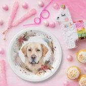 Labrador Kerstkrans Feestelijke Pup Papieren Bordje (Feest)