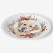 Labrador Kerstkrans Feestelijke Pup Papieren Bordje (Gekanteld)