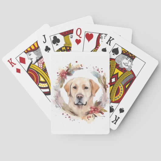 Labrador Kerstkrans Feestelijke Pup Pokerkaarten (Achterkant)