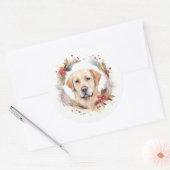 Labrador Kerstkrans Feestelijke Pup Ronde Sticker (Envelop)