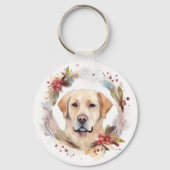 Labrador Kerstkrans Feestelijke Pup Sleutelhanger (Voorkant)