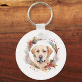 Labrador Kerstkrans Feestelijke Pup Sleutelhanger (Achterkant)
