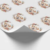 Labrador Kerstkrans Festieve Pup Cadeaupapier (Hoek)
