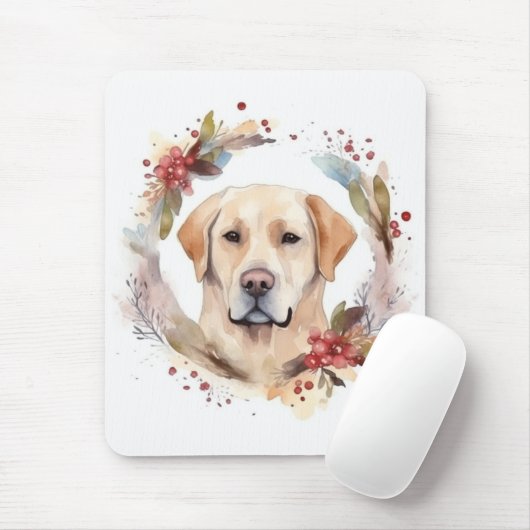 Labrador Kerstkrans Festieve Pup Muismat (Met muis)