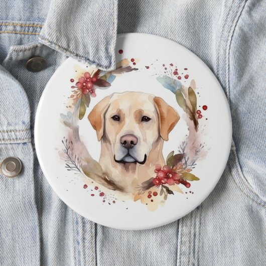 Labrador Kerstkrans Festieve Pup Ronde Button 6,0 Cm (In situ)